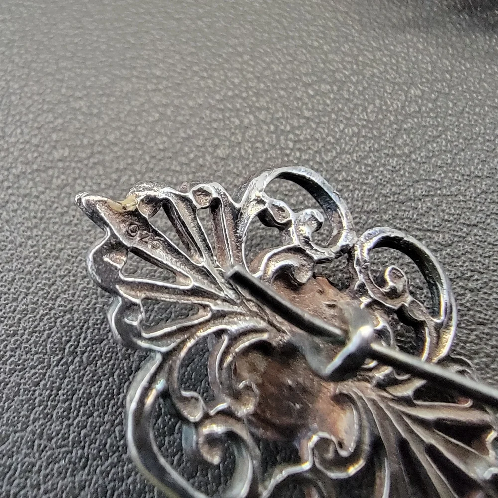Vintage 925 Sterling Silver Filigree Drop Earrings with Secured French Wire